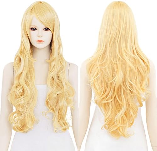 Honey Wave Japanese Heat-resistant Synthetic Long Wavy Curly Hair Lolita Cosplay Wig Vivid Yellow (A045)