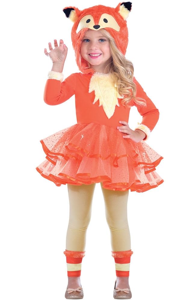 Amscan 9908456 - Girls Orange Fox Hooded Dress World Book Day Fancy Dress Costume Age: 8-10 Yrs