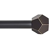 Ivilon Drapery Treatment Window Curtain Rod - Faceted Hexagonal 1 inch Pole. 16 to 28 Inch (Side Curtain Rod) Antique Black