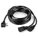 SIMBR 15 feet Extension Cord with 2 Outlet, for outdoor and indoor use, Flat Plug, 3 prong, UL Listed, 16AWG SJTW