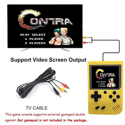 Mini Retro Handheld FC Games Consoles ,Built-in 400 Classic Game, Portable Gameboy 3 Inch LCD Screen 1000mAh Rechargeable Battery TV Output ,Good Gifts for Kids Boys Girls Men Women (Consoles-Yellow)