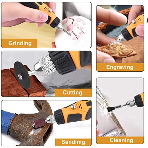 Foliv Cordless Rotary Tools, 4V Rotary Tool Kit with USB-C Charging, Mini Rotary Tool Wireless 3 Speed Adjustable for Sanding Cutting Drilling Cleaning Polishing Engraving, Suits for Light Projects