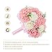 Febou Wedding Bouquet Bride Bridesmaid Toss Bouquet Bridal 9 inch Rose Bouquet Artificial Flowers for Wedding Party and Church (White + Pink)