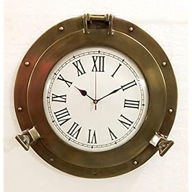 Vintage Navigation Marine Brass Ship Porthole Clock 15'' Ship Window Wall Clock 51s5nRX6OJL