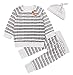 Newborn 3pcs Set Outfit Striped Hoodies with Pocket Top+Striped Long Pants (60(0-3M))
