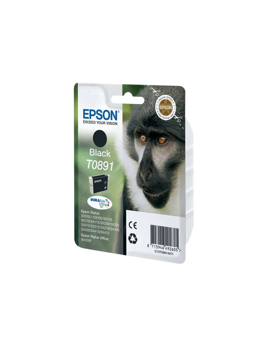 Epson T0891 Stylus Ink Cartridge, Black, Genuine