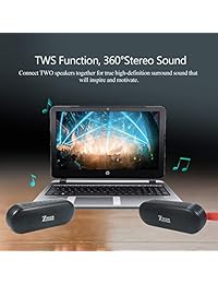 Zosam Altavoz inalámbrico Bluetooth portátil, HiFi 16W Graves profundos, IPX6 Resistente al agua 18H Playtime Verdadero estéreo inalámbrico con micrófono incorporado y entrada AUX   SD para ducha, playa, fiesta, viaje (negro)