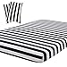 Vaulia Lightweight Microfiber Sheets, Stripe Pattern Design, Black/White Queen Size, 3-Piece Set (1 Fitted Sheet, 2 Pillowcases)