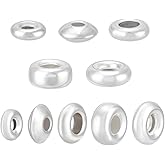 PH PandaHall 10pcs 5 Styles 925 Sterling Silver Beads 4/5/6mm Silver Spacer Beads Round Rondelle Jewelry Making Beads for Handmade Necklace Bracelet Christmas Valentine's Day DIY Party Decorations