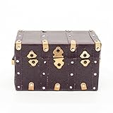 Odoria 1:12 Miniature Vintage Treasure Chest Wooden Case with Leather Cover Dollhouse Decoration Accessories