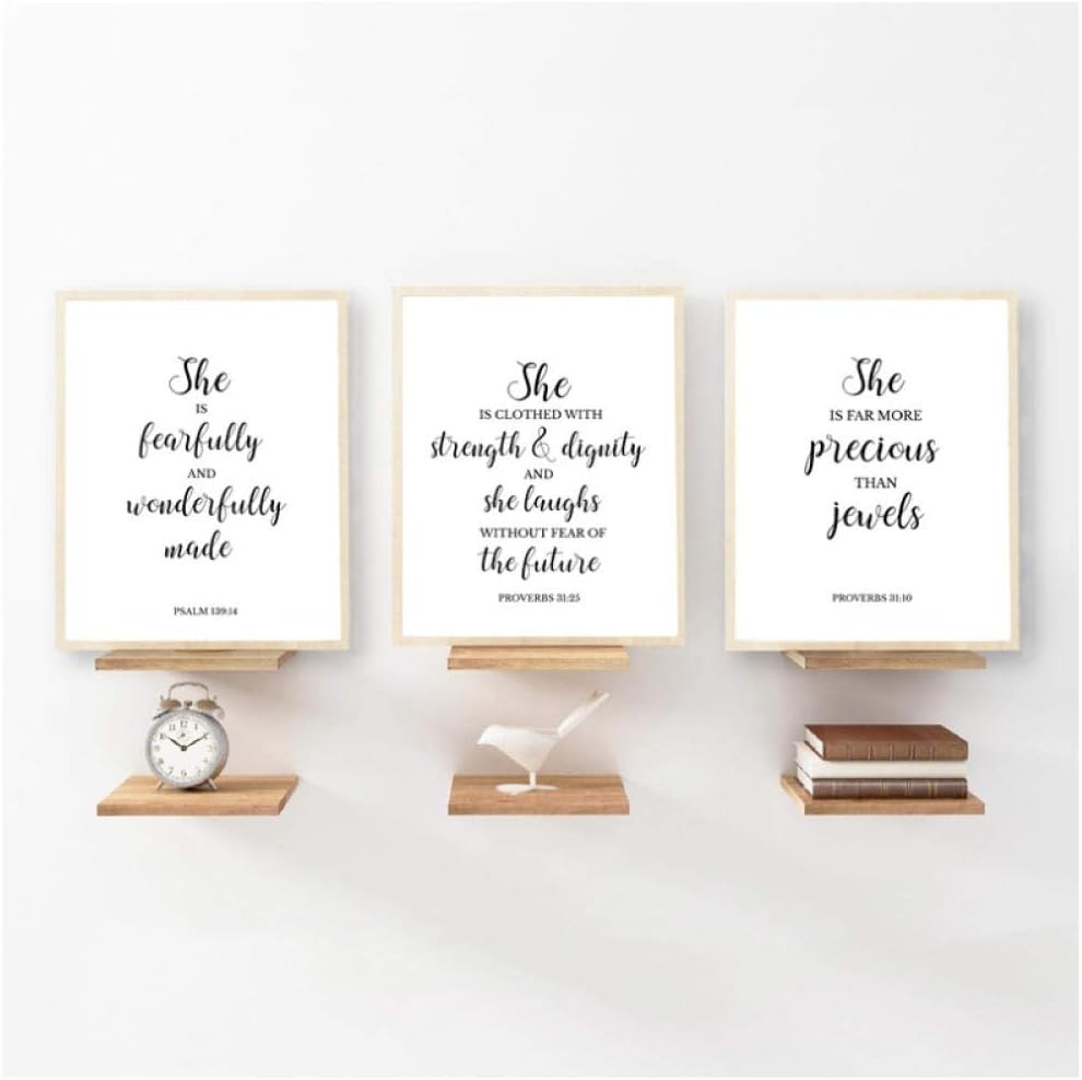 Bible Verses Quote Christian Wall Art Canvas Painting Scripture Psalm Posters and Print Picture Baby Girl Nursery Art Wall Decor/40x60cmx3Pcs-No Frame