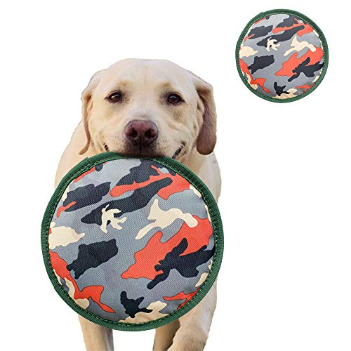 DLDER Dog Flying Discs, Squeaky & Floating Flyer Toys Pack of 2 Interactive Frisbee (Camouflage + Colored Feather Pattern)