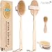 Nature Dry Body Brush & Dry Skin Brushing -AsaVea Reduces Cellulite Stress While Boosting Immune System Skins Appearance Circulation, All-Natural Materials Long Wood Handle Boar Bristle Brushy