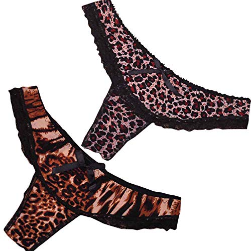 Women's Leopard Print Thong Regular Fit Underwear (Pack of 2)