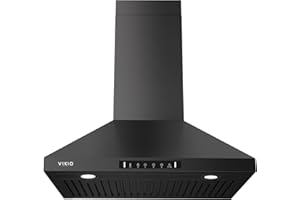 VIKIO HOME Wall Mount 30 Inch Range Hood 900 CFM, Ductless/Ducted Convertible Kitchen Hood, 3-speed Gesture Sensing & Touch Control, Black Painted Stainless Steel Vent Hood with Permanent Baffle Filters