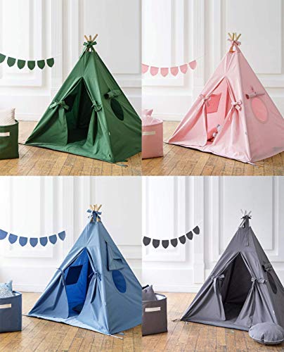 Indoor play tent for kids, indian teepee baby & toddler playhouse in natural canvas, handmade canopy & poles for boys & girls. Pillowfort
