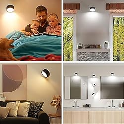 Wall Lights, Set of 2 LED Black Dimmable Battery