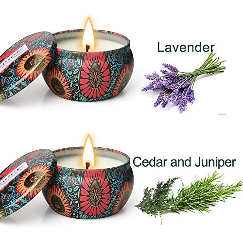 CREASHIN Scented Candles Gift Set of 2, Natural Soy Wax Aromatherapy Candles Sleeping Stress Relief Portable Travel Tin Scented Lavender Candle Gift for Women Birthday Party Christmas