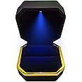 GBYAN Ring Box with LED Light Jewelry Display Gift Box for Proposal,Engagement, Wedding (black)