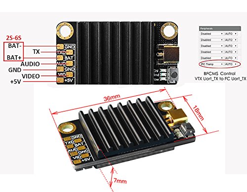 Readytosky 5.8Ghz 48CH VTX 25mW/200mW/600mW Switchable FPV Video Transmitter for FPV Racing Drone