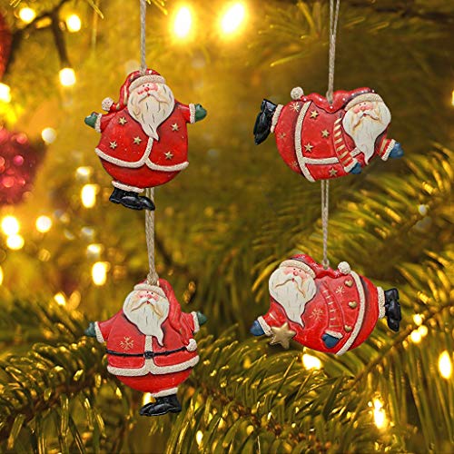 WHY Decor Cute Resin Santa Claus Tree Ornament Decorative Hanging Santa Claus  Decoration Santa Claus ornament Xmas Ornament Holiday Decor for Home Party Set of 6 - Thumbnail 3