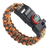 Core Survival Paracord Survival Bracelet - Hiking Multi Tool, Emergency Whistle, Compass for Hiking, Camp Fire Starter 5-in1 Set