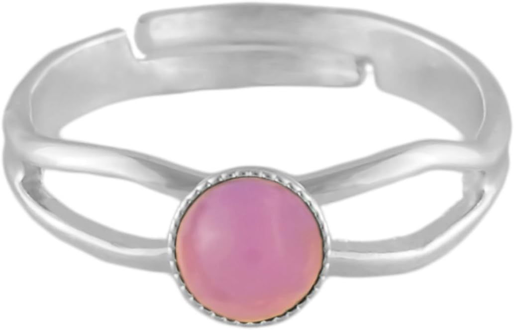 Rings 925 Silver Plated Minimalist Adjustable Universal Size Round 5mm Opal Valentine Pink Czech Glass Stone Handmade BohemStyle