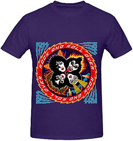 Kiss Rock And Roll Over Pop Mens O Neck Art Tee Shirts Purple