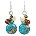 NOVICA Multi Gem Dyed Blue Calcite .925 Sterling Silver Cluster Earrings, Green Earth'