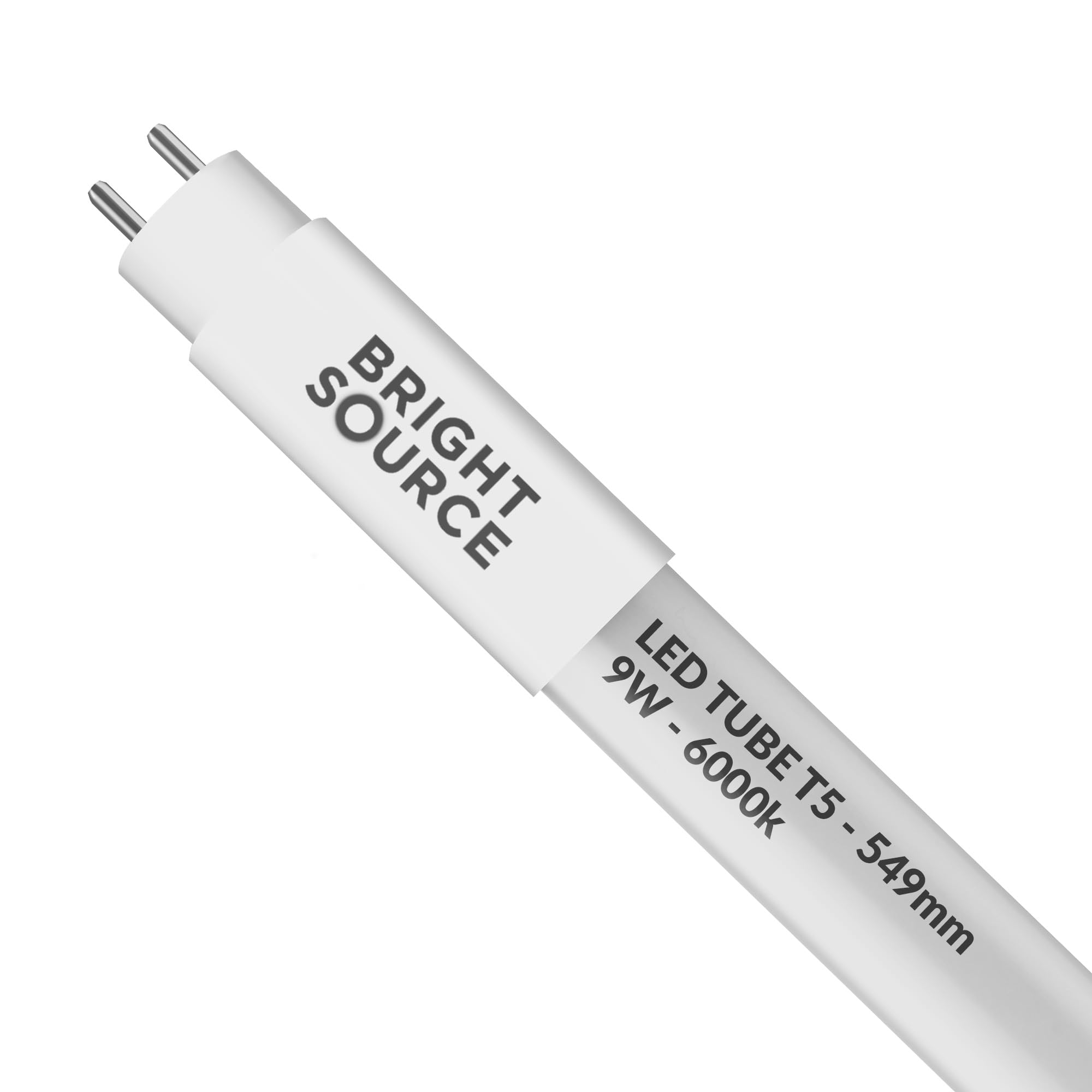 Bright Source 549mm 9w LED T5 Tube, 1225lm, 6000K Daylight White, Replacement for 14w T5 Fluorescent, for Direct Mains Installation Only