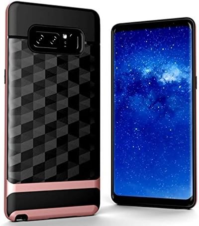 New style for Samsung Galaxy Note 8 case Luxury (2017-2018) 3D diamond pattern Cover Slim Protective, TPU + PC Hard Back Panel, Durable Anti-Slip, shockproof, scratch-proof clear - pink
