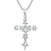 LWXIE Diamond Cross Necklace for Women 925 Sterling Silver Cross Pendant Necklace with 18 Inch Silver Chain Fashion Jewelry Gifts for Her