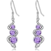 DOTOUJOUR Snake Natural Amethyst Dangle Earring for Women 925 Sterling Silver Real Amethyst Earring Jewelry Gift for Her Wife Mom