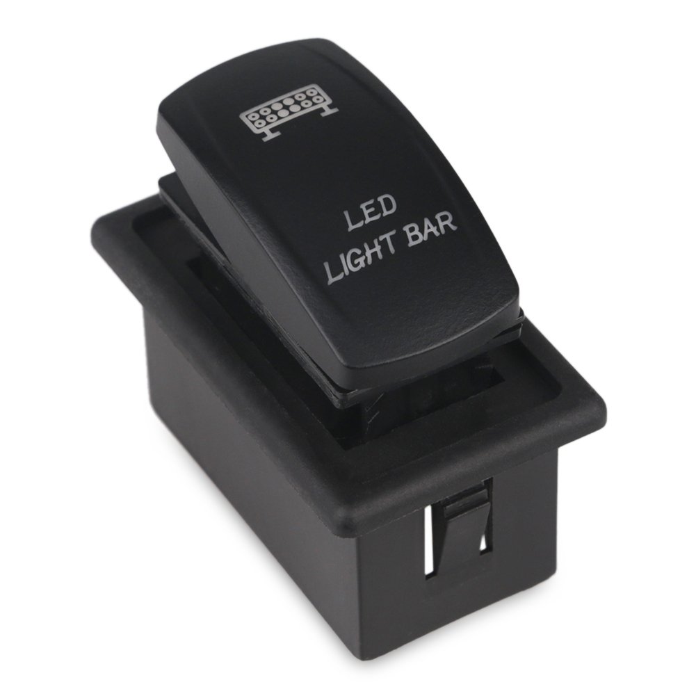 WATERWICH 7 pin Momentary Winch In Out Rocker Toggle Switch Waterproof DC 20A 12V/10A 24V Black Shell/ON-OFF-ON DPDT illuminated Rocker Switch For Auto Truck Boat Marine Off Road (Green)