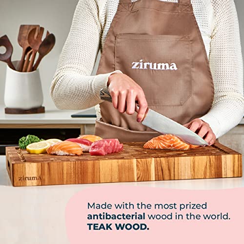 Large End Grain Butcher Block Cutting Board [2" Thick] Made of Teak