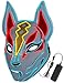 Diximus Unisex Fox Drift Mask LED Light up Mask for Halloween Cosplay Game Party Props White