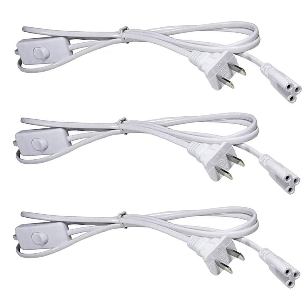 Photo 1 of (3-Pack) T5 T8 LED Tube Power Extension Cable with On/Off Switch,LED T5/T8 Light Tube Integrated LED Light Fixture Extension Cable Wire (6FT/1.8M)