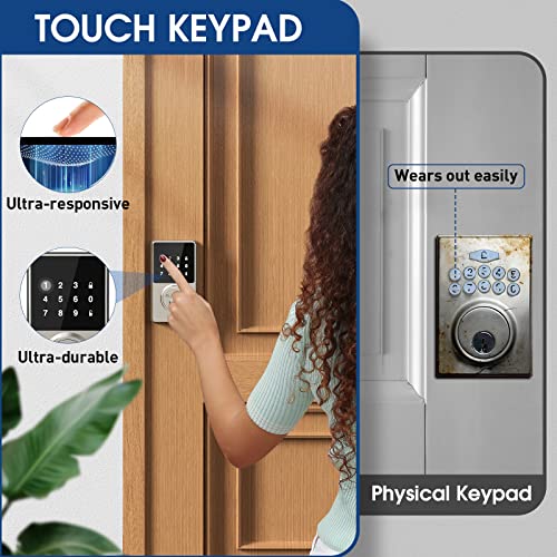 Keyless Entry Door Lock, Smart Lock with Touchscreen Keypad, Secure Deadbolt Lock with 50 User Codes, Easy Installation, Auto Lock, Waterproof Smart Lock for Front Door, Bedroom Door, Home, Apartment