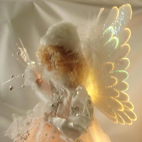Animated White Fiber Optic Angel Christmas Tree Topper 18" Wings Head