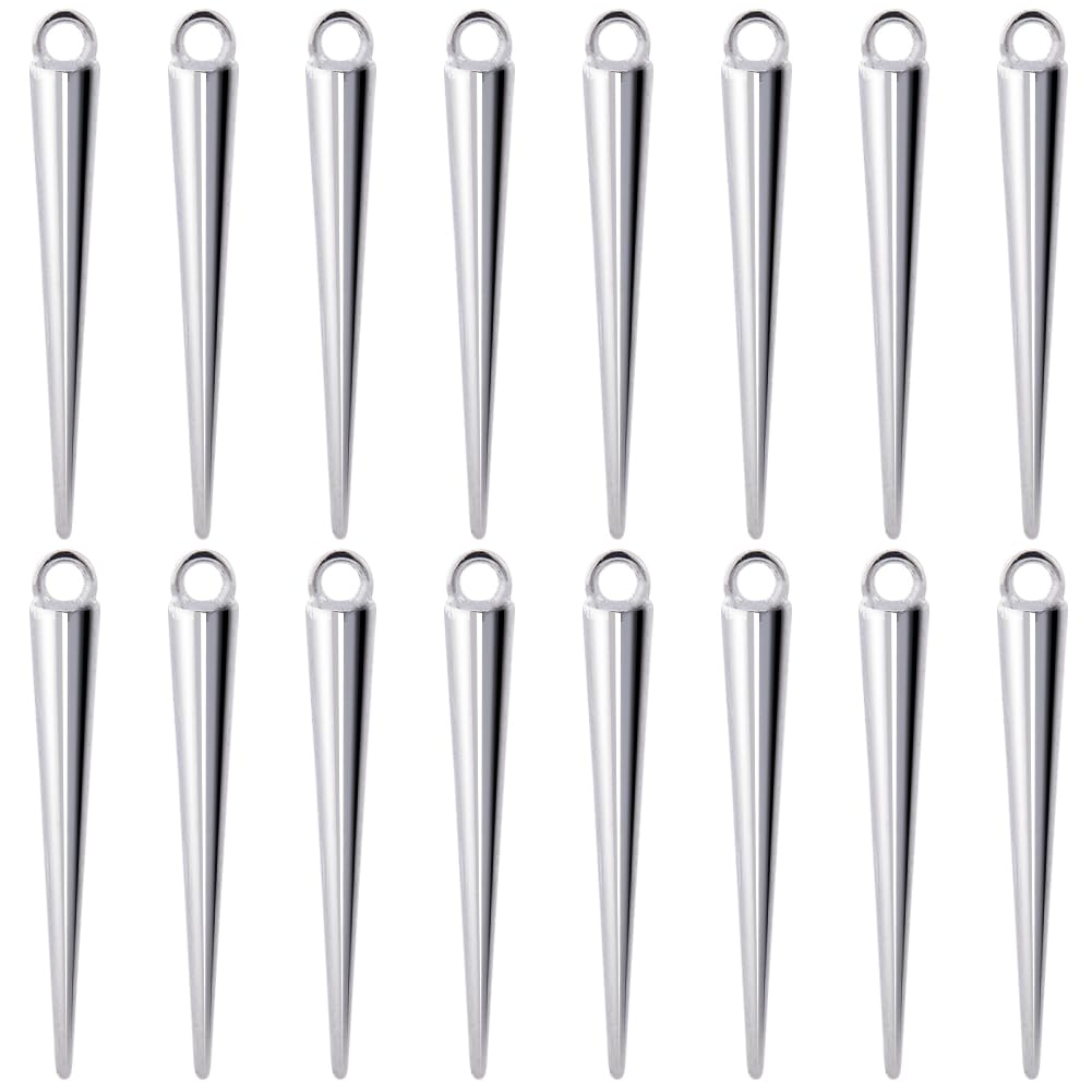 SUNNYCLUE 1 Box 50Pcs Spike Charms Beads Cone Charms Antique Silver Gothic Long Spikes Cones Tibetan Vintage Circular Goth Bulk for jewellery Making Women DIY Necklaces Bracelets Crafts