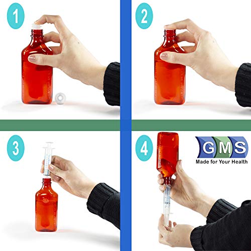 GMS Press in Bottle Adapter Plug for Oral Medication Syringes and Liquid Medication - Reusable BPA Free Plastic - Small Adapters Fit 22mm Bottle Circumference (50 Count)