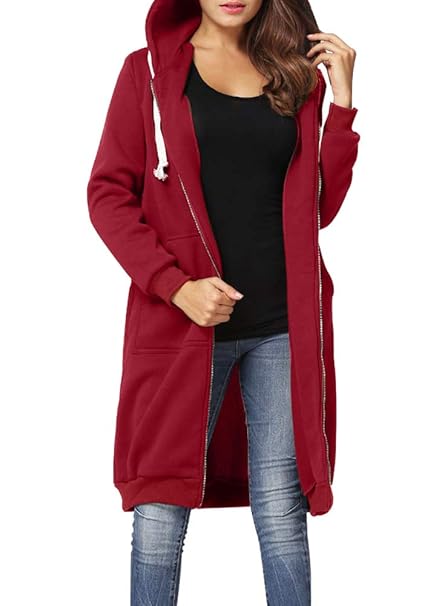 Romacci Damen Kapuzenpullover Lange Kapuzenpullis Beiläufiger Taschen Hoodie Pullover