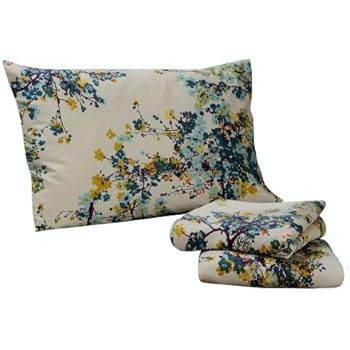 Tribeca Living Casablanca Floral Printed Deep Pocket Sheet Set, Queen