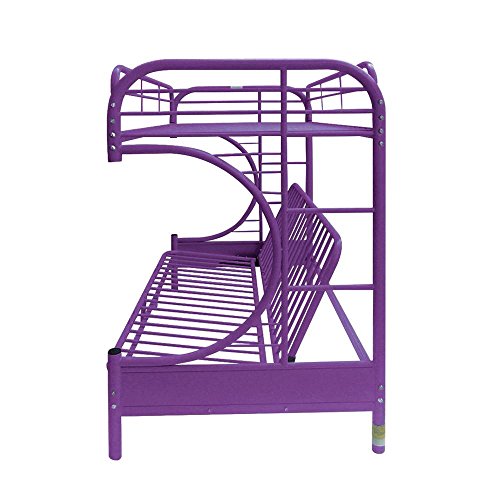 Major-Q 7002091pu Purple Modern Metal Tube Supported Twin Futon Bunk Bed with Built-in Ladders & Full Length Guard Rails