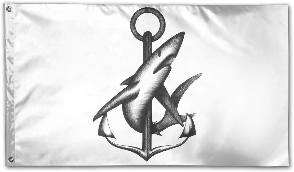 YUANSHAN Home Garden Flag Anchor Shark Logo Polyester Flag Indoor/Outdoor Wall Banners Decorative Flag Garden Flag 3' X 5'