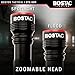 BOSTAC™ BTZ-50R Rechargeable Tactical Flashlight - Professional Hand Held Light with Zoom Reflector, CREE USA LED Bulb, 3,200 Effective Lumens, Sealed Against Solvents, 3500Mah 26650 Battery