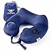 Jerrybox Travel Neck Pillow Fastest Inflatable Pillow with 2 Airbags, Soft Neck Support Pillow for Airplanes with Packsack (U-shaped, Blue)