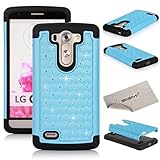 LG G3 Vigor Case, SGM (TM) Hybrid Gel Rhinestone Bling Armor Defender Case For LG G3 Vigor [SGM(TM) LOGO] (Sky Blue + Black)