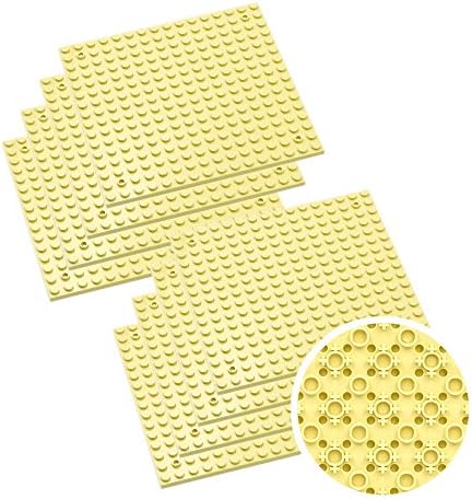 Building Bricks Stackable Baseplates - 5" x 5" or 16 x 16 Studs (8 Pack, Sand) Base plates with a Weapon Crate - Compatible with All Major Brick Sets - by Nicolababe