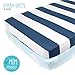 Pack N Play Playard Sheet Set - 2 Pack - Fitted, Soft Jersey Cotton Portable Crib Sheet - Baby Bedding in Blue Stripes & Clouds by Mumby